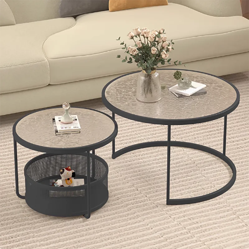 

Italian Aesthetic Coffee Table Minimalist Design Round Glass Coffee Table Rustic Modern Table Basse Design Living Room Furniture