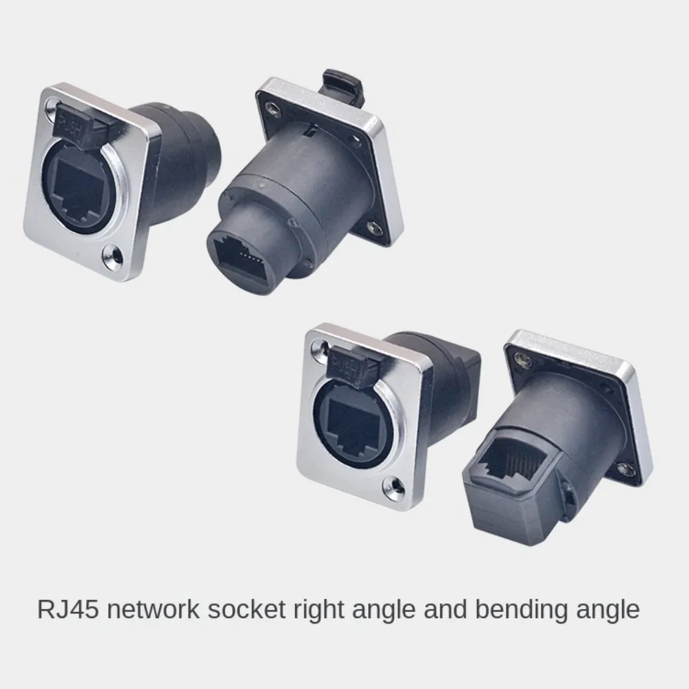Waterproof RJ45 Network Connector with Rubber Cover D Type Panel Mount Socket Aviation Plug Socket IP65 Network Cable Holder