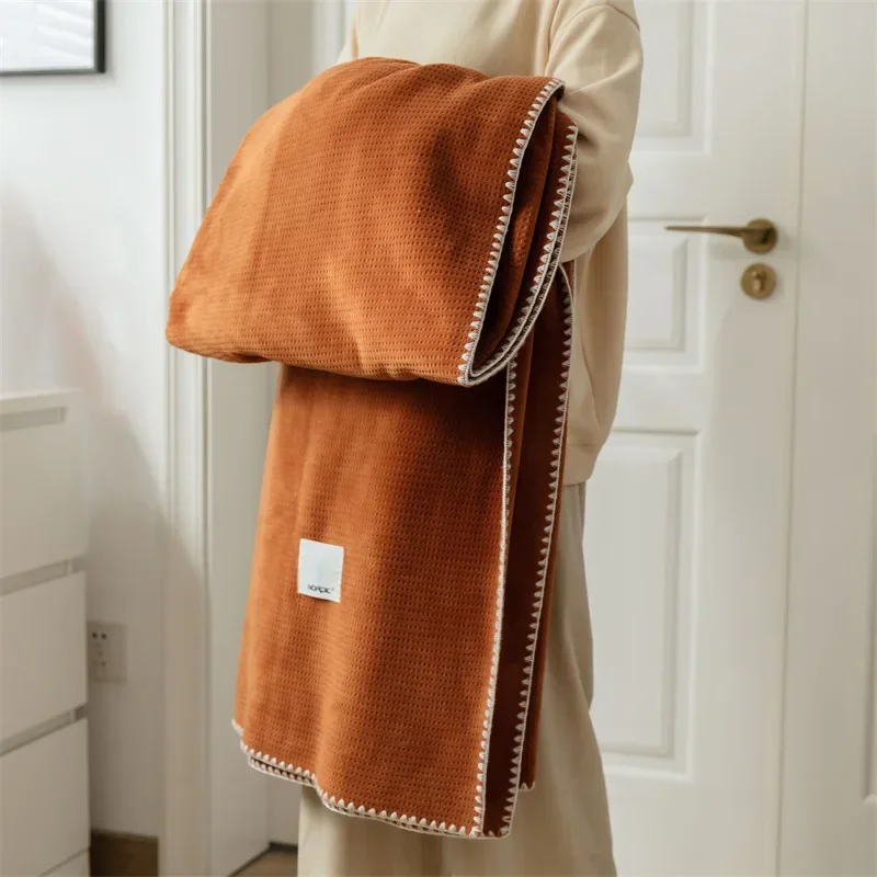 Cotton Waffle Weave Throw Blanket Summer Blanket Lightweight Soft Breathable Perfect Blanket Layer for Couch Bed Sofa 150x200cm