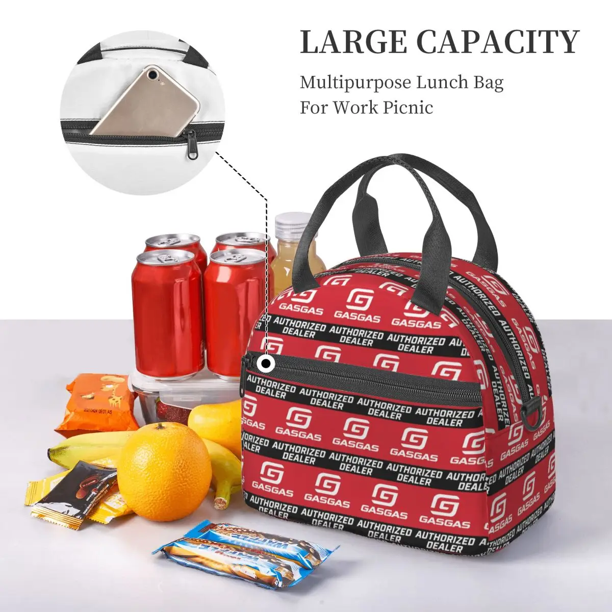 GasGas Motorcycle Mountain College Insulated Lunch Bag for School Picnic Storage Food Boxes Container Cooler Thermal Lunch Tote