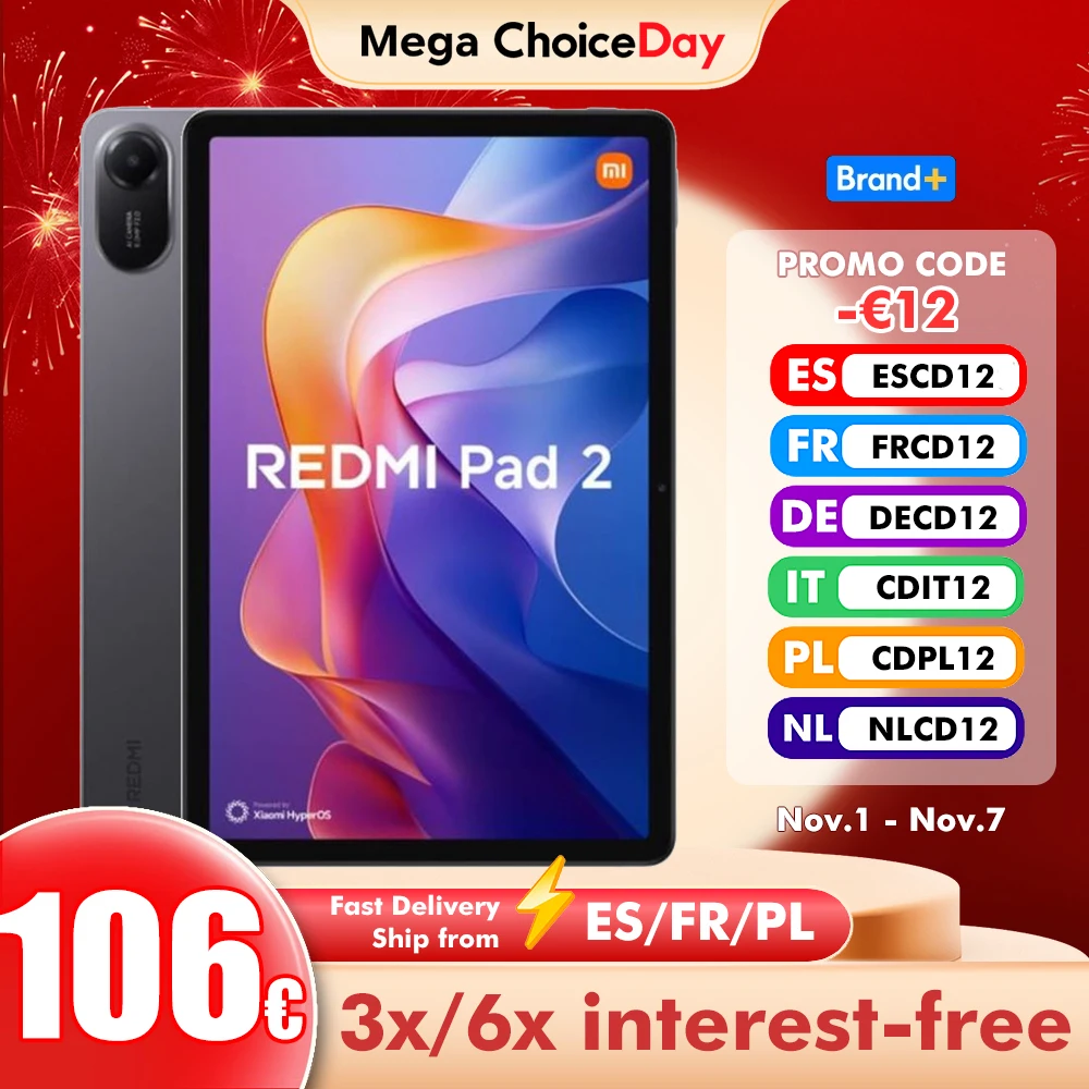 Xiaomi Redmi Pad 2 4 GB/128 GB 6 GB/128 GB 8 GB/256 GB 9000 mAh Akku 11 Zoll 2,5 K WiFi Global Version Tablet PC
