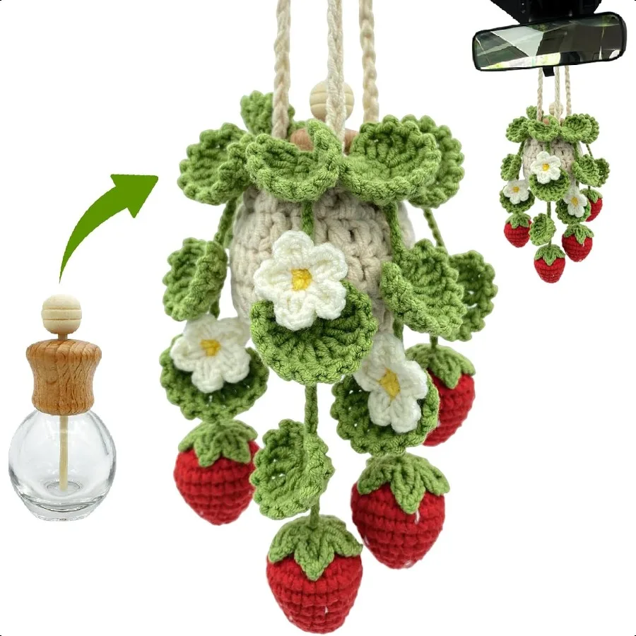 

Crochet Car Air Freshener 15ml Oil Diffuser Bottle Air Freshener Diffuser Home Office Decor
