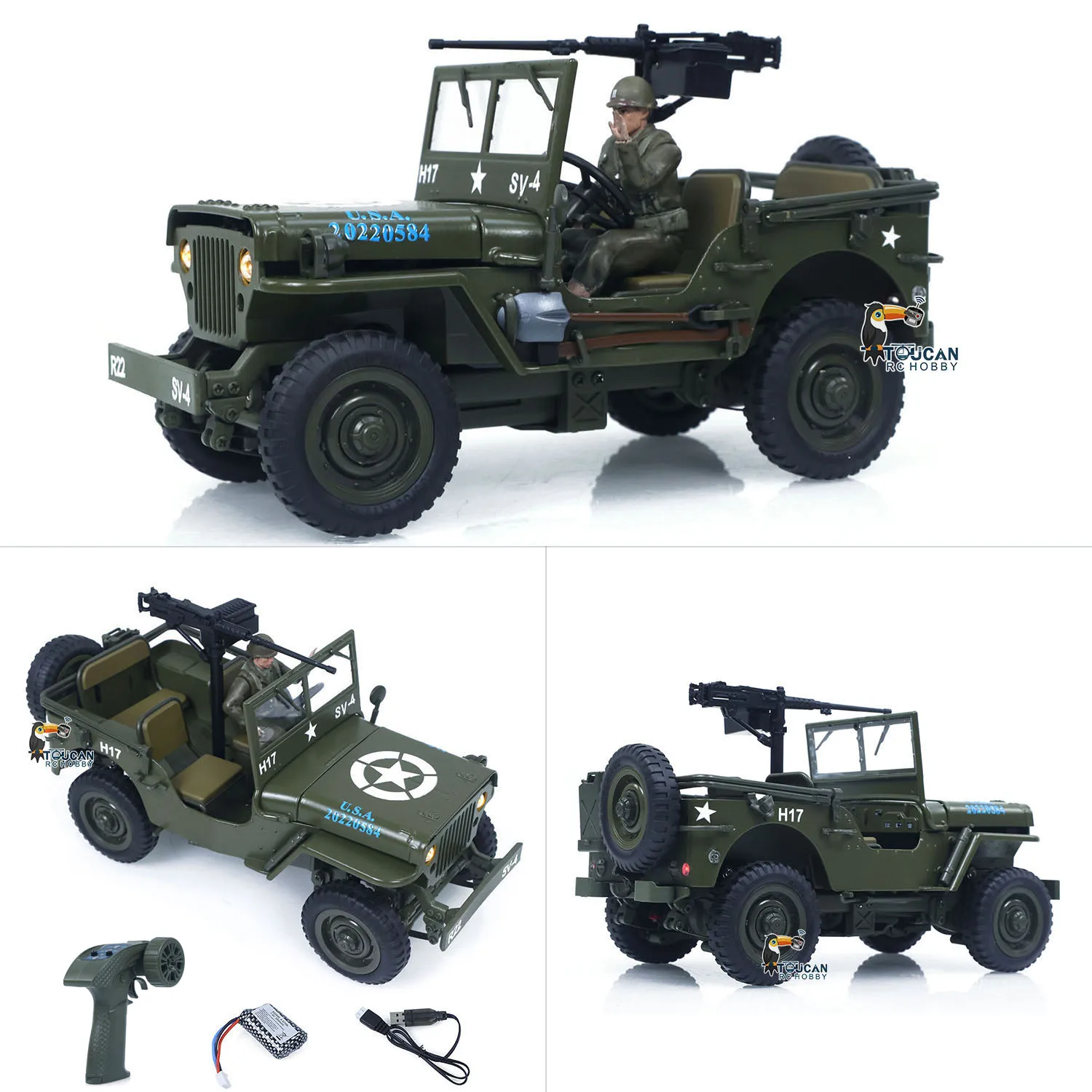 おもちゃ 4x4 RTR 1/16 ラジコン オフロードカー 電動RCミリタリートラックモデル メタルシェル ドライブシャフト ライトシステム