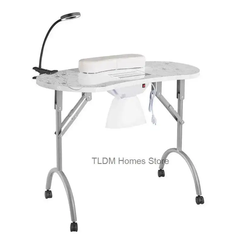 Manicure Salon Furniture Nails Designer Folding Portable Table Station Mesas Professional Tables Beauty Nail Marble Hairdressing