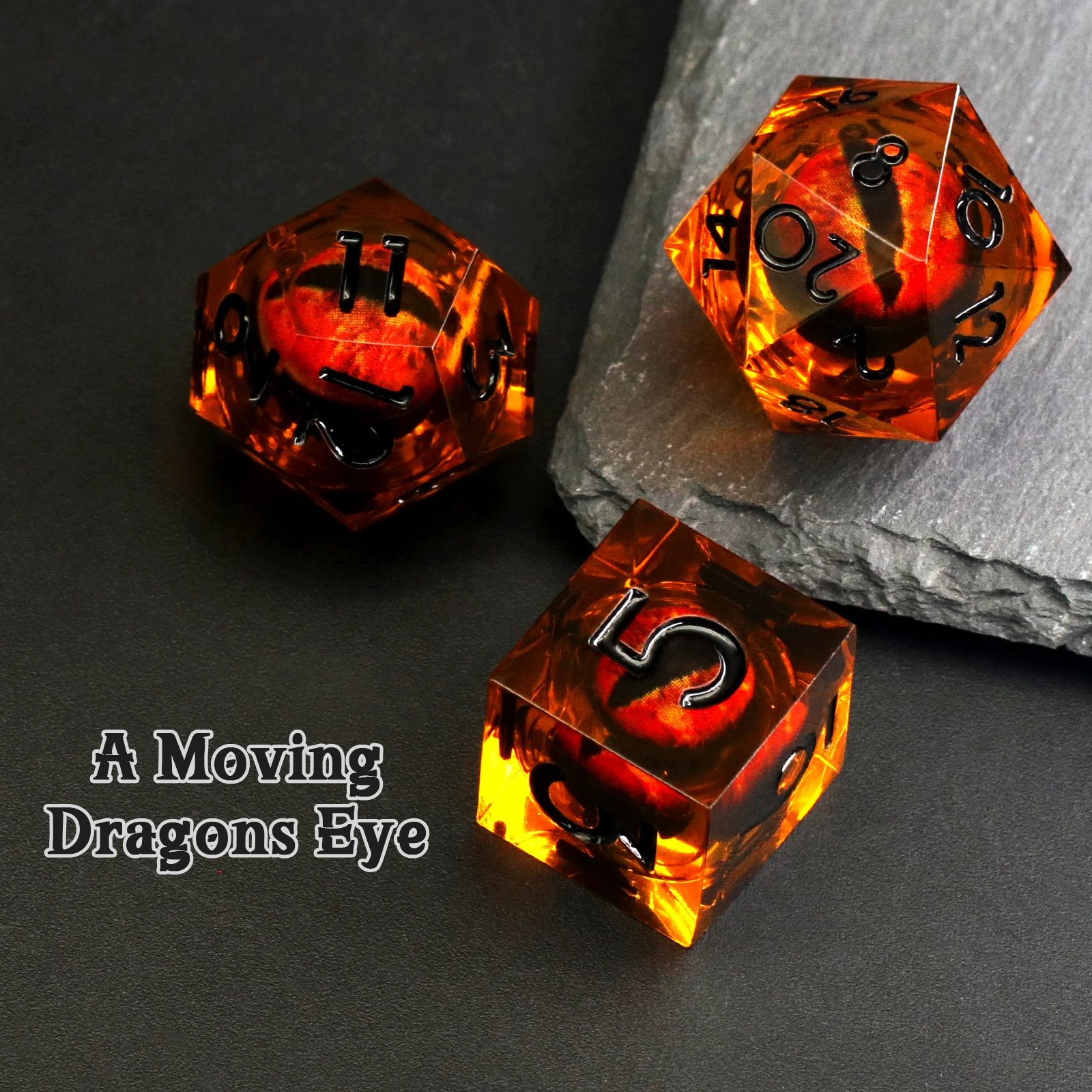 Resin DND Dice ZHOORQI  Polyhedral Dice for Role-Play Game D&D Bar Pub Party RPG Board Games Black Cubes Dice