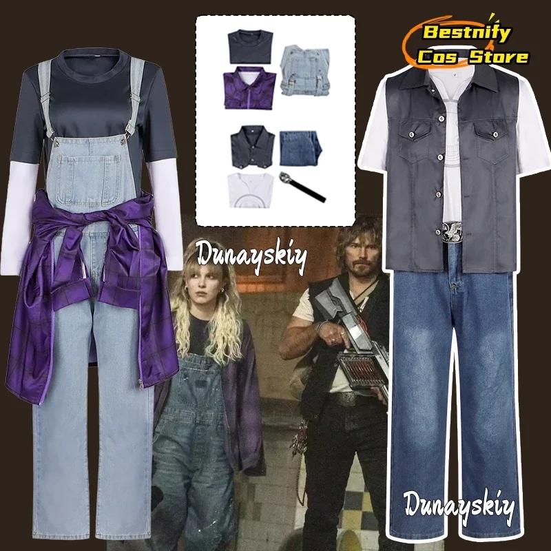 

CosplayAnime Movie Keats/Michelle Cosplay Costume Denim Waistcoat Bib pants Casual Suits Unisex Outfit 3pcs Set Role-play Outfi