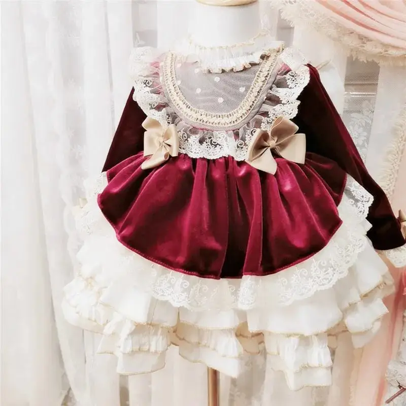 Girl Baby Party Dress New Spanish Vintage Lolita Prom Lace Puffy Dress  Christmas Party Easter Princess Dress Gift Socks - AliExpress 1501