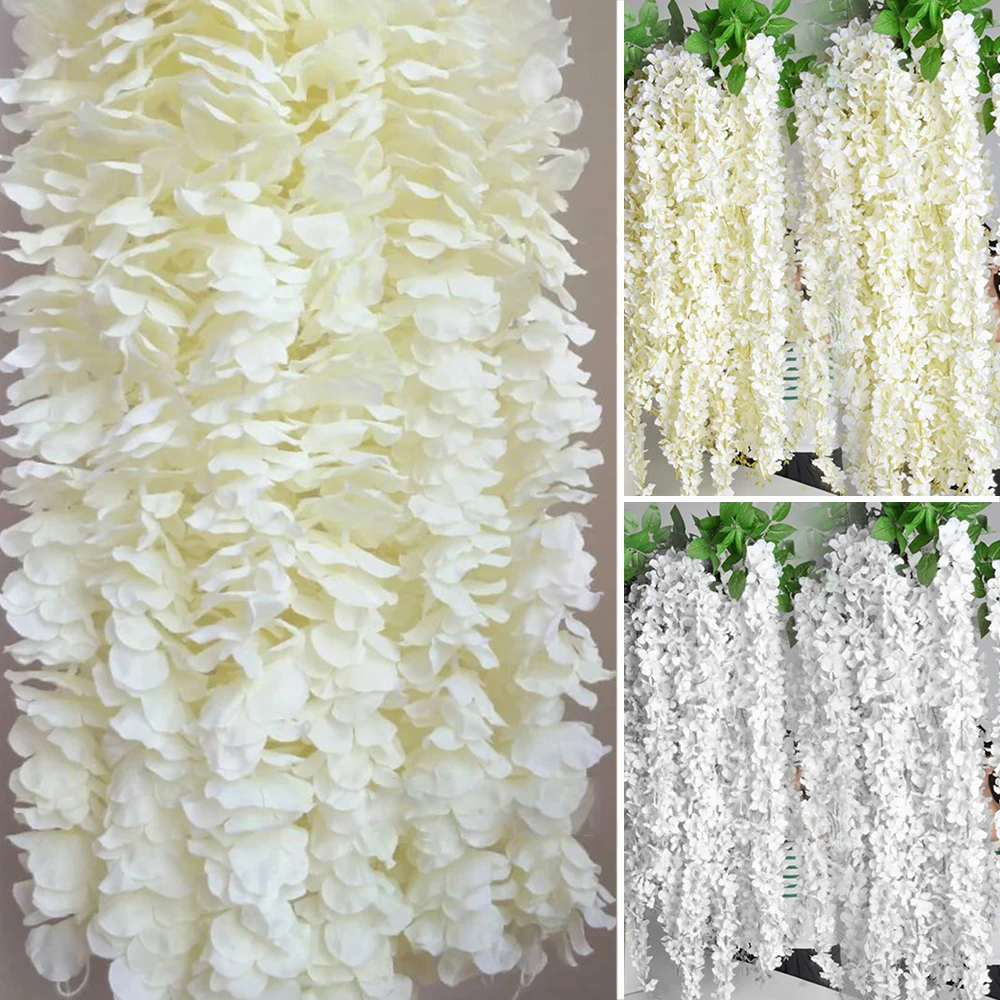 20Pcs Artificial Flowers Hanging Garland Vine Rattan Fake Flower String Silk Wisteria For Home Wedding Party Decoration 1M