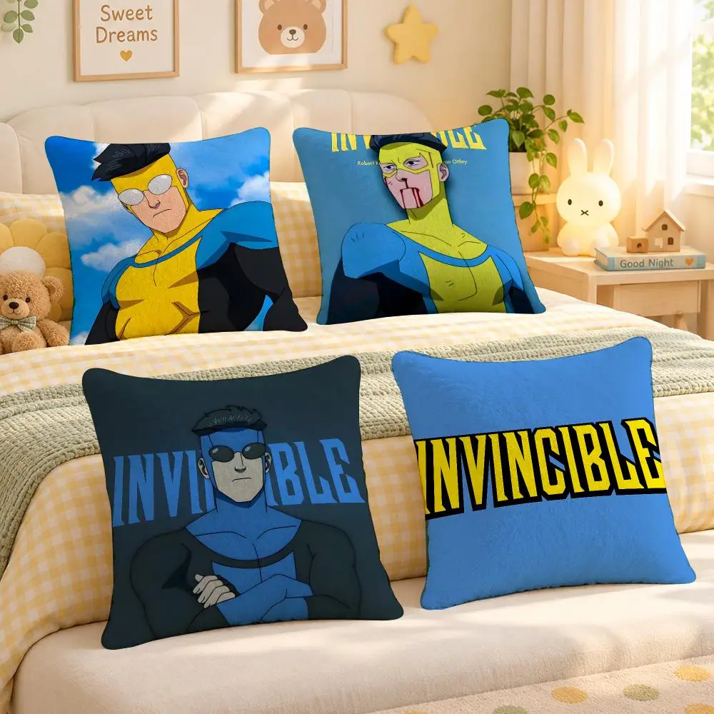 Comic Invincible Hero Dark Cushion Cover Personalized Soft Plush Pillow Living Room Home Sofa Bedroom Office Car Cushion