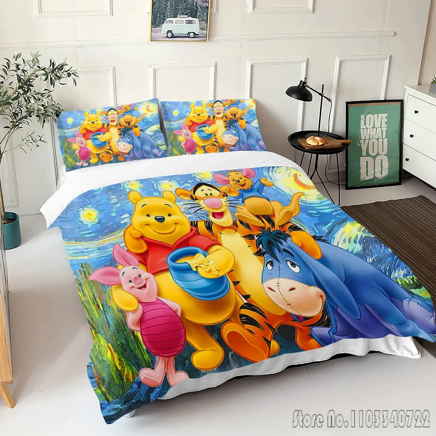 Winnie the Pooh Love Child Duvet Cover Set HD Comforter Cover Bedclothes for Kids Bedding Sets Bedroom Decor