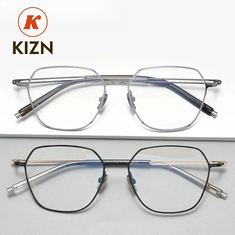 

KIZN Hexagon Myopicx Optics Frame Photochromic Multifocal Lens Fashion Female Men Pure Titanium Reading