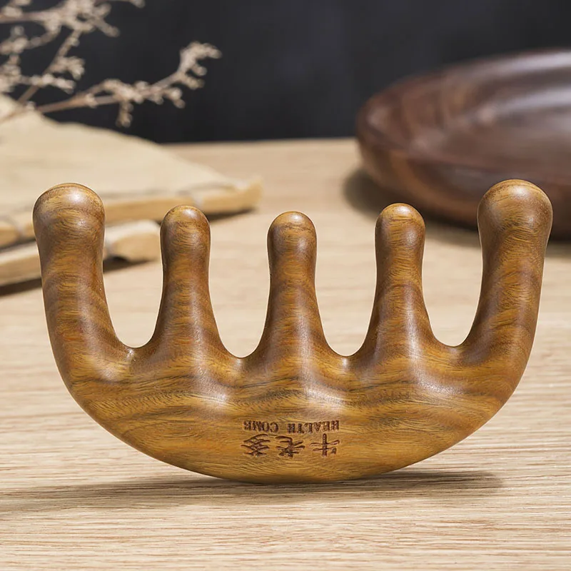 Handheld Head Massage Comb Wood Wide Tooth Hair Brush Head Comb for Gua Sha Scraping Scalp Hair Growth Stimulator