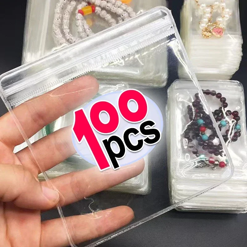 10/100pcs Thicken PVC Jewelry Package Bags Transparent Anti-Oxidation Organizer Display Packaging Storage Self Sealing Pouches