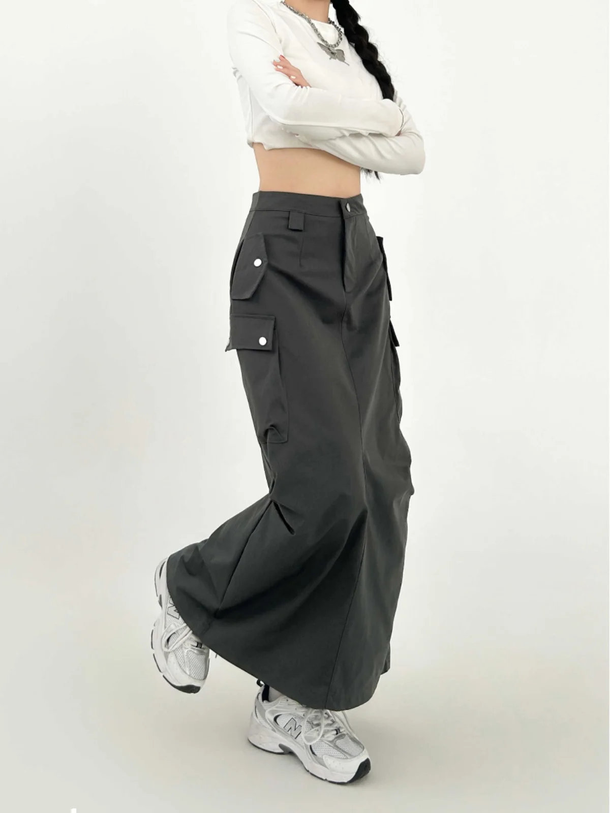 Primavera tamanho grande ey workwear saia longa linha A bainha midi pêra ape plus size American Bella Sle cintura alta vintage feminino...