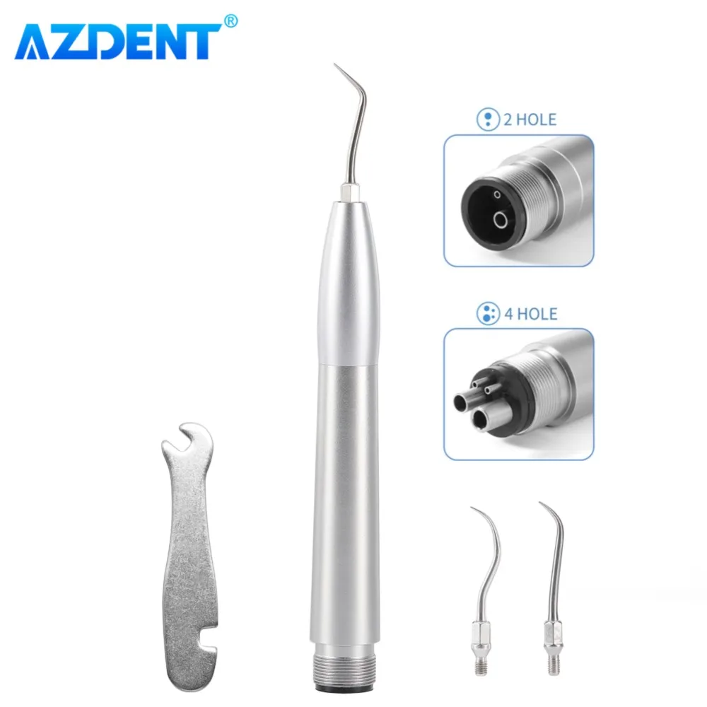 AZDENT Dental Air Scaler Handpiece Super Sonic Scaling Handle Tooth Cleaner 2/4 Holes with Tips GK1 GK2 GK3