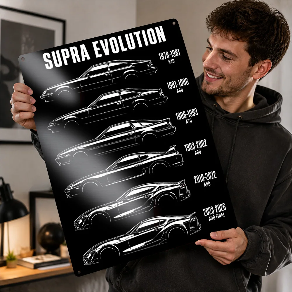 Japan Supra Evolution Sports Cars Textured Poster Personalized Aluminum Metal Sign Track Culture Style Wall Art Ideal For Home
