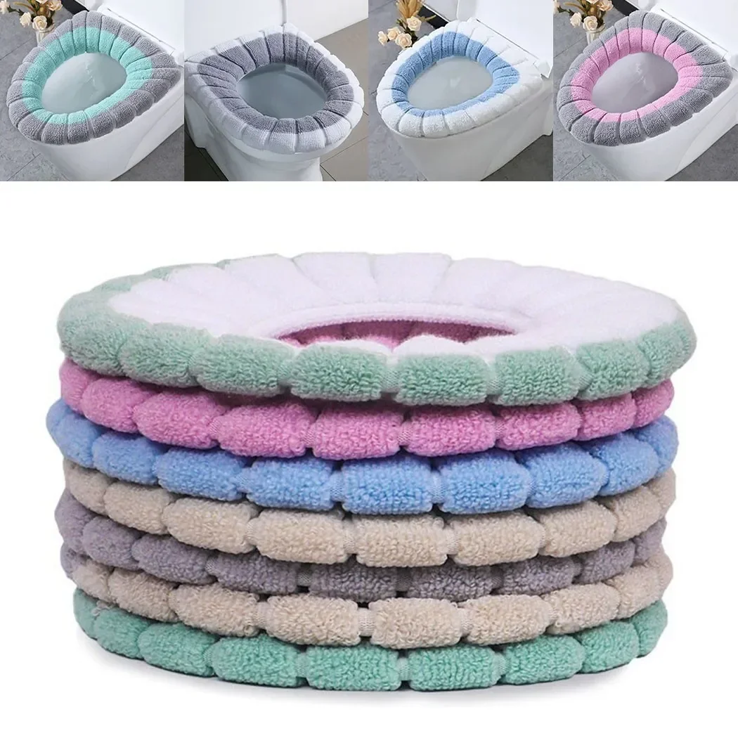 Winter Warm Toilet Seat Cover Mat Bathroom Toilet Pad Thicker Soft Washable Closestool Cover Lid Mat Bathroom Accessories