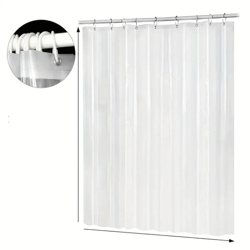 Clear Shower Curtain, Waterproof Bathroom Curtain With 12 Hooks,  Bathroom Decoration Curtain, 180*180cm/72*72in