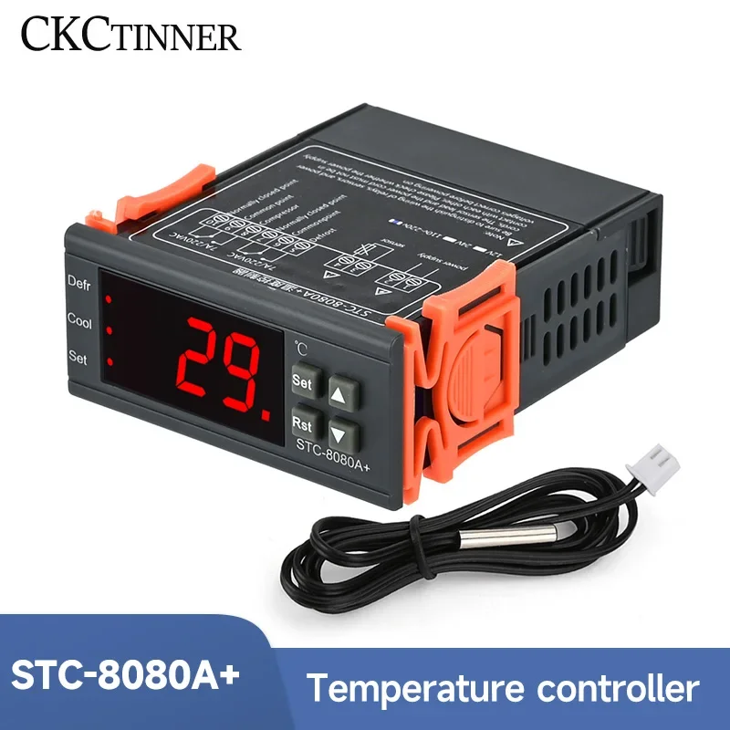 STC-8080A+ LED Digital Thermostat Temperature Controller Thermoregulator Relay Heating Cooling for Incubator AC 110-220V NTC