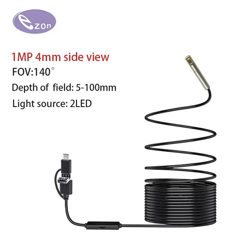 

4mm 720p endoscópio automotivo boroscópio câmera de inspeção lente singel para telefone inteligente android tipo c
