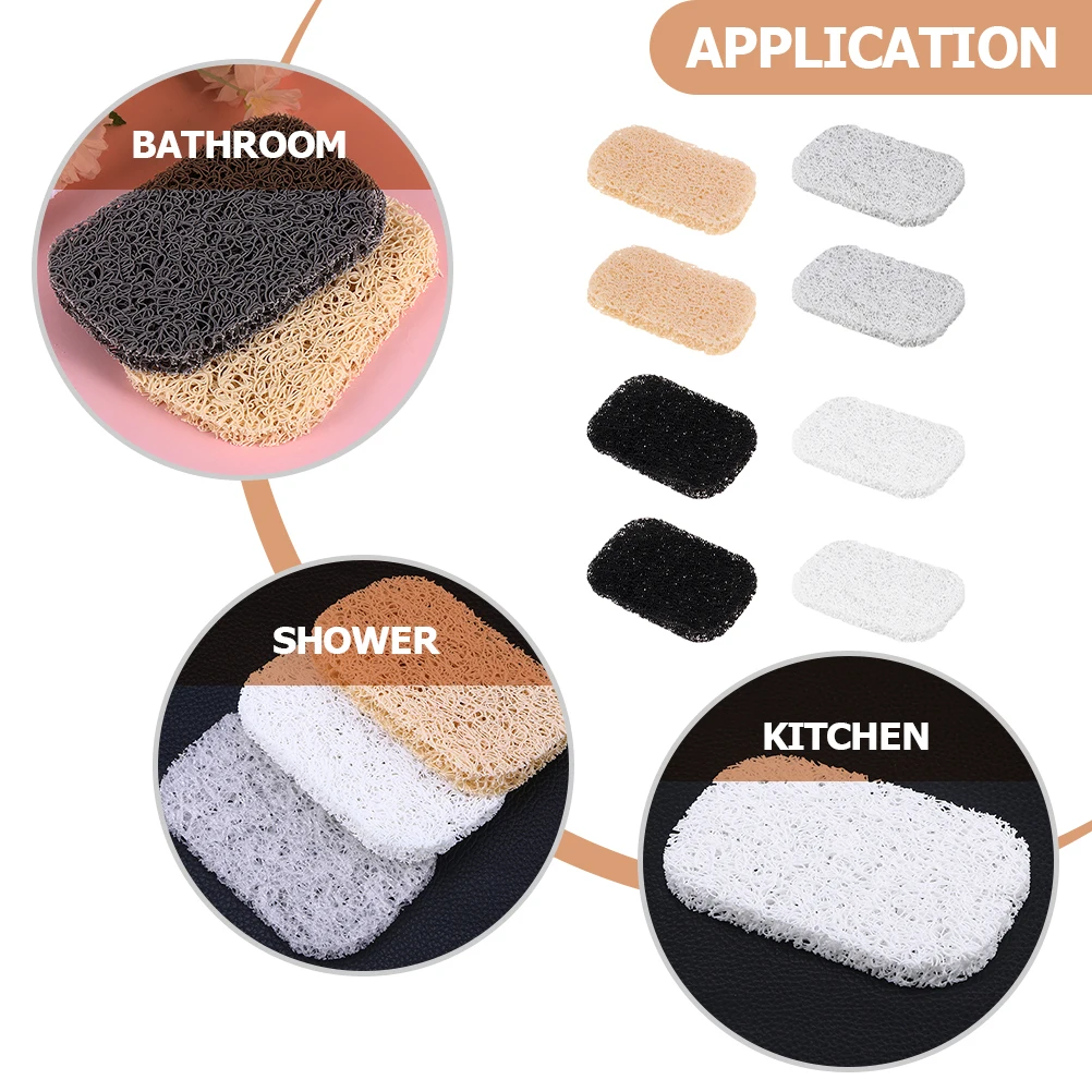 

8Pcs Silicone-Like PVC Soap Pad for Countertop Shower Use Multi-Function Soap Saver Drying Mat Household Bathroom Supplies