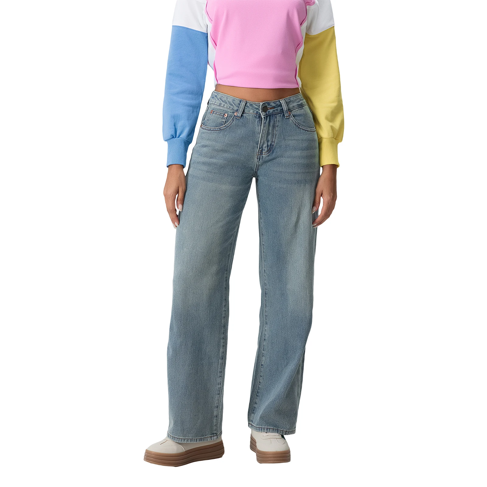 

Women Jeans Low Waist Zipper Button Solid Trousers with Pockets Fashion Comfortable Daily Streetwear Denim Trousers