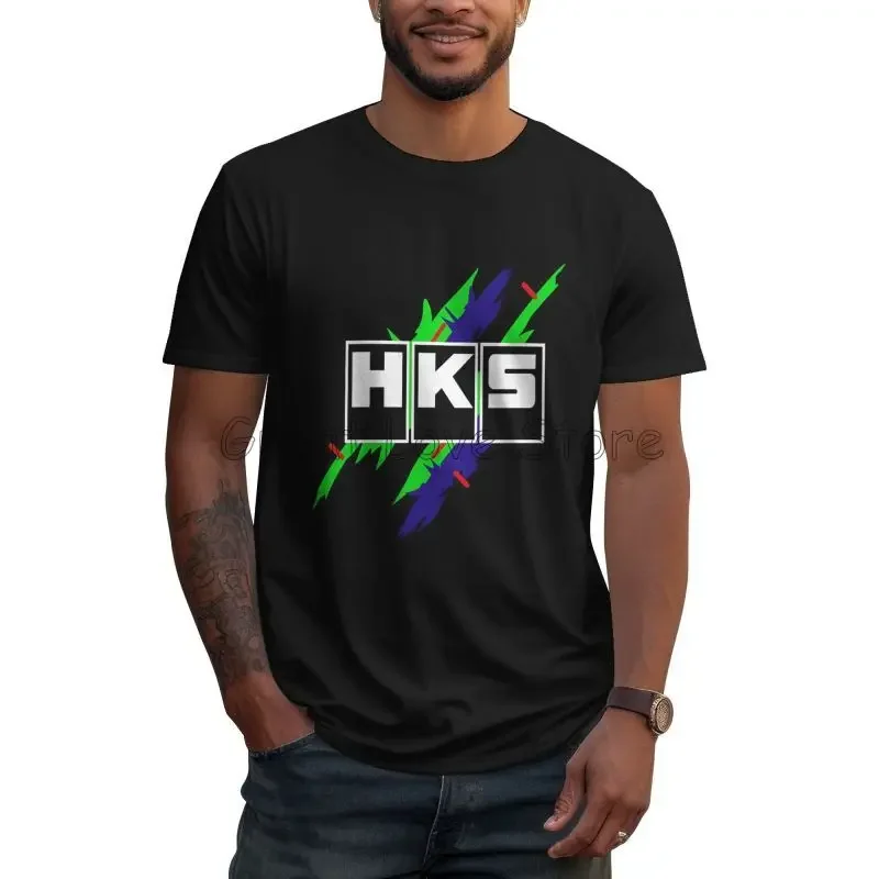 

Retro HKS Print T-Shirt for Men 100% Cotton Short Sleeve Graphic T Shirts Summer Casual Large Size Tops Tees Streetwear S-6XL