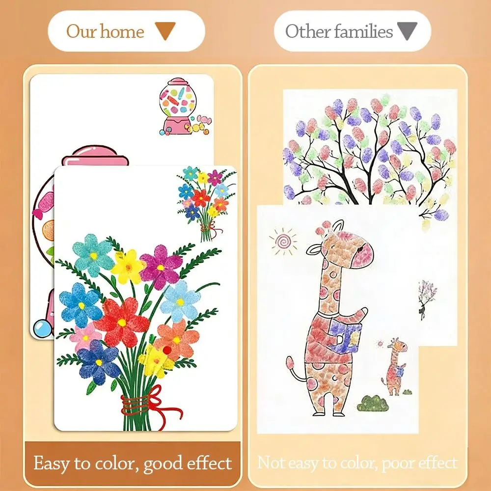 Set di colori per dita 12/24 colori Pittura fai da te Apprendimento Montessori Pittura con le dita Album Libri da colorare Modello di cartone animato