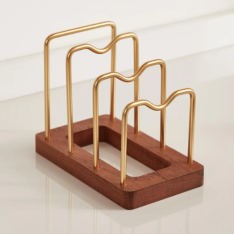 

Solid wood lid rack No punching household kitchen countertop cutting board placement rack Large lid storage rack Chopping board