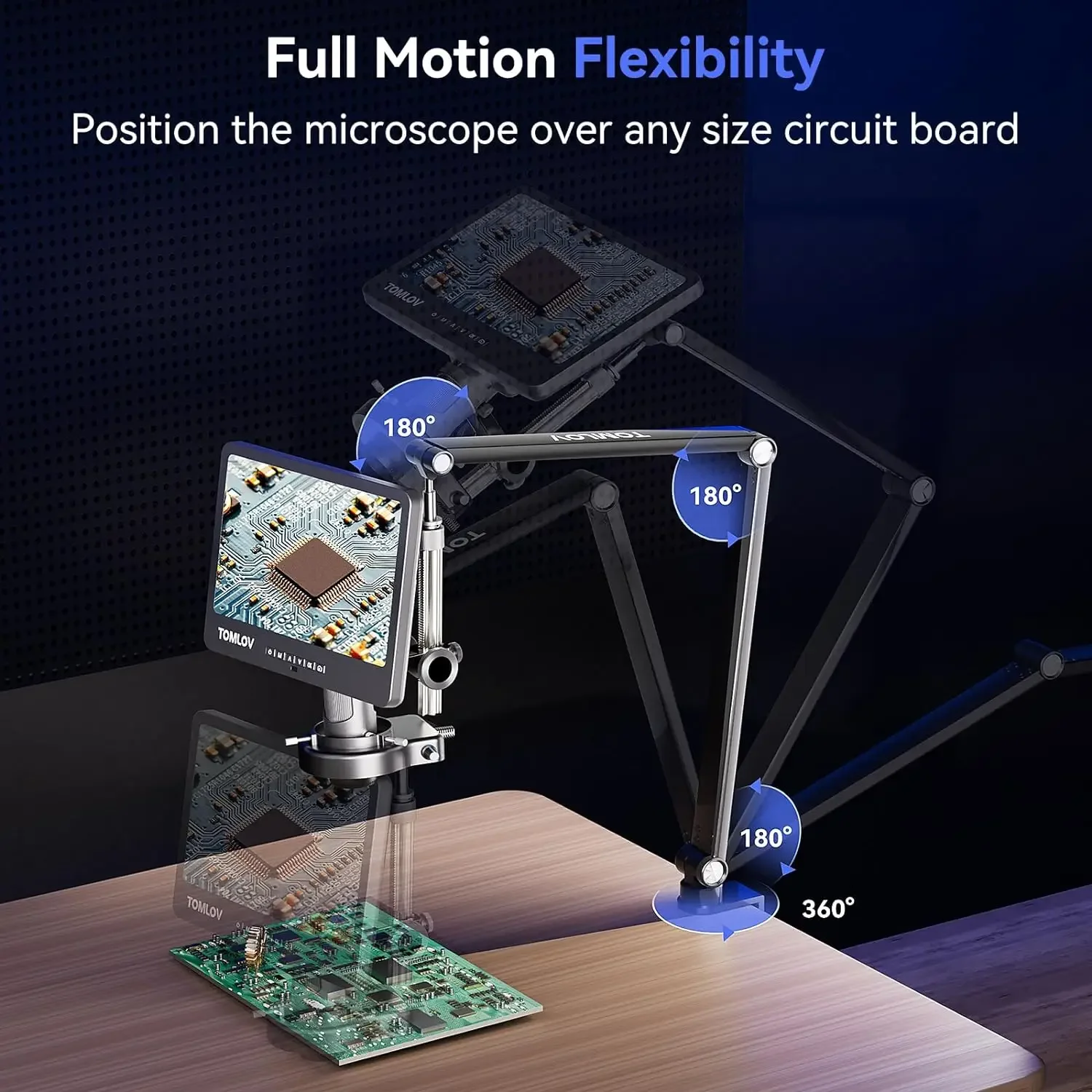 TOMLOV Digital Microscope DM602 Flex 2024 HDMI Soldering Microscopes 10.1\