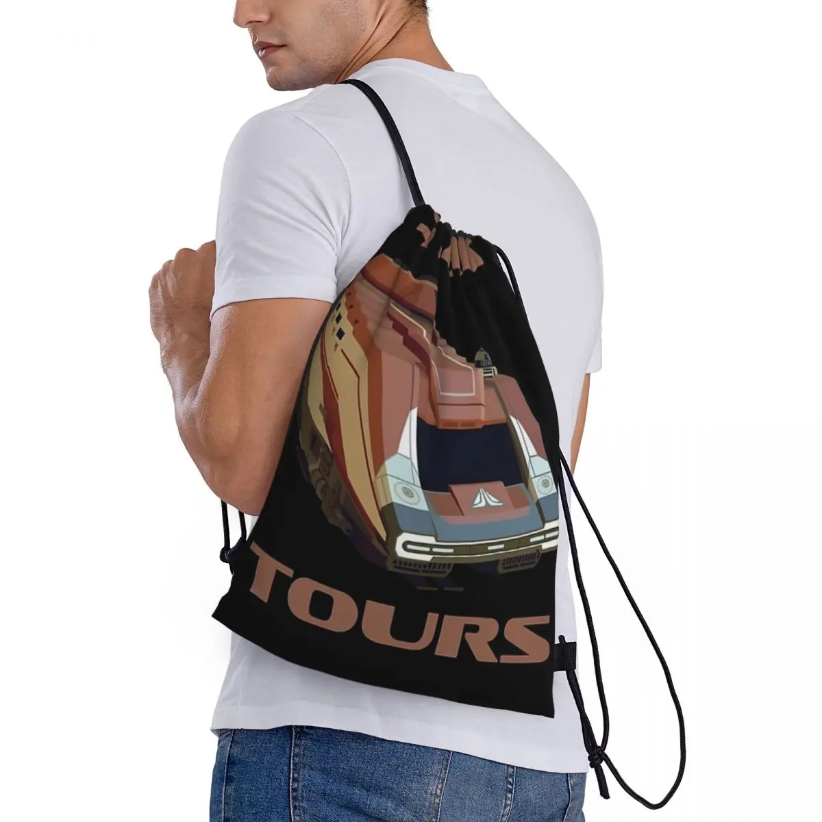 Drawstring bag Storage Portable Handbags Star Tours Ride Design Grocery Shopping Shoulder bags foldable Travel Bag