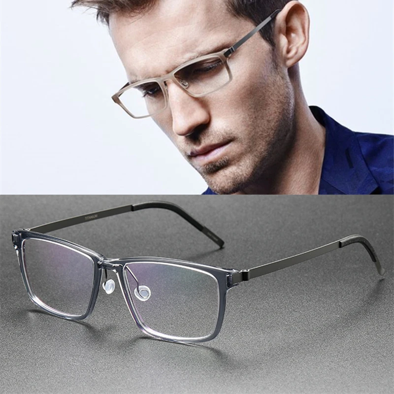 

Denmak Brand Screwless Eye Glasses for Men Titanium Square Optical Prescription Eyeglasses armacao de oculos de grau masculino