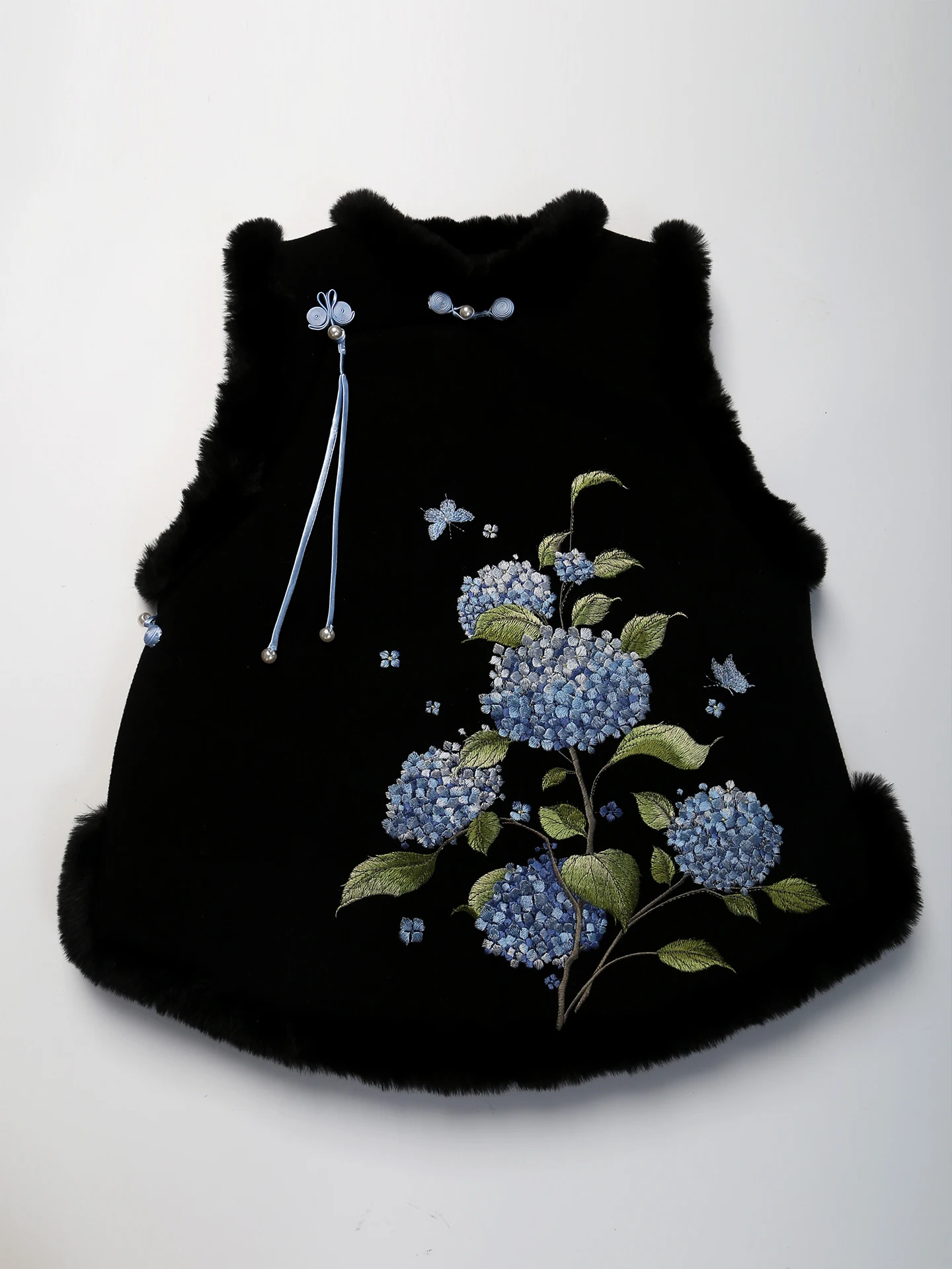 

Синий жилет из смесовой шерсти и хлопка с цветочным узором, женское нижнее белье в стиле ретро, новая китайская модель, осенне-зимняя внутренняя одежда