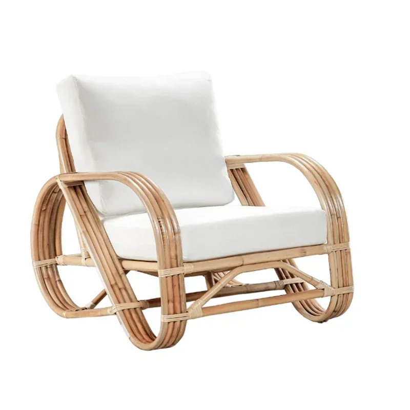 Hotel Restaurant Modern Design Outdoor Garden Living Room Furniture Leisure Chairs Rattan Cane  Boho Pretzel Armchair