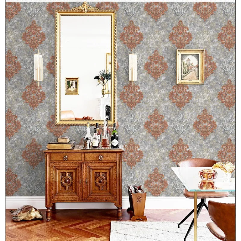 

3D wallpaper european embossed Damascus living room TV background wallpaper PVC waterproof wall decorations living room