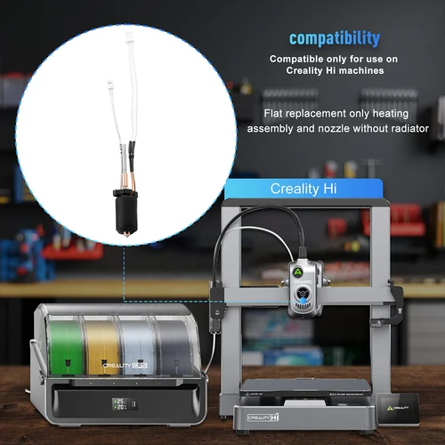 Imagen 2 del producto Para Creality Hi Combo Hotend Kit Bloque calefactor cerámico 300 ° C Boquilla de acero endurecido totalmente metálica de intercambio rápido con impresión de alta temperatura