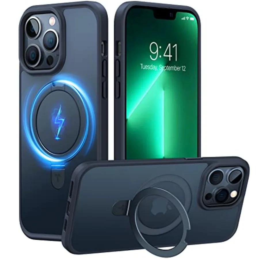 

Magnetic for iPhone 13 Pro Max Case 6.7 inch [ Fit for Magsafe] with Stand, [Military Grade Drop Protection] Shockproof Translu