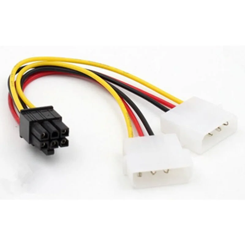 

6Pin To Dual 4Pin Video Card Power Cord Y Shape 8 Pin PCI Express To Dual 4 Pin Molex Graphics Card Power Cable 15cm