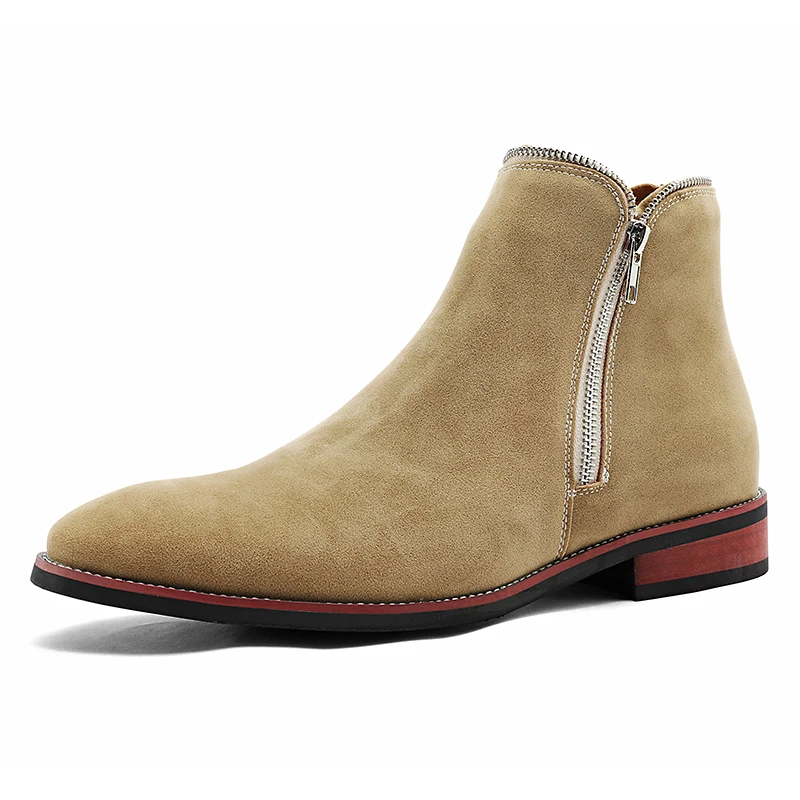 38-46 Original Designer New Men's Chelsea Boots Brand Gentleman Soft Suede Leather Boots Zip Men High Top Boots Men Casual Shoes