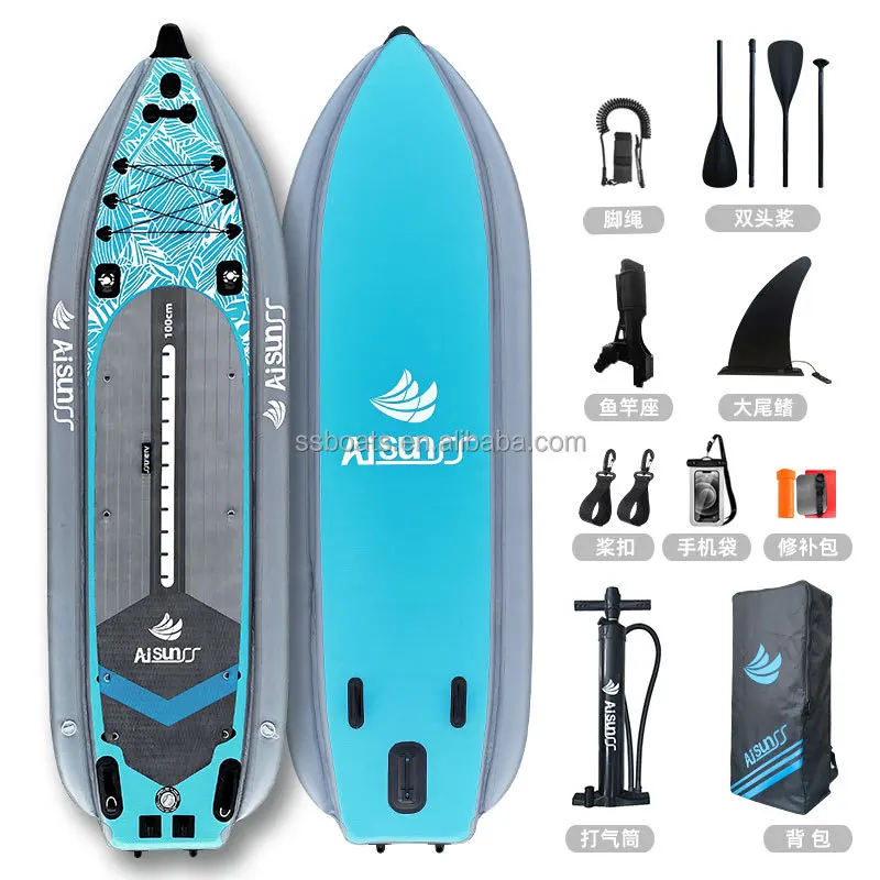 Stand up Surfing SUP Con Padel 600lb OEM Customized PVC Fishing Canoe Fishing Kayak with Backpack
