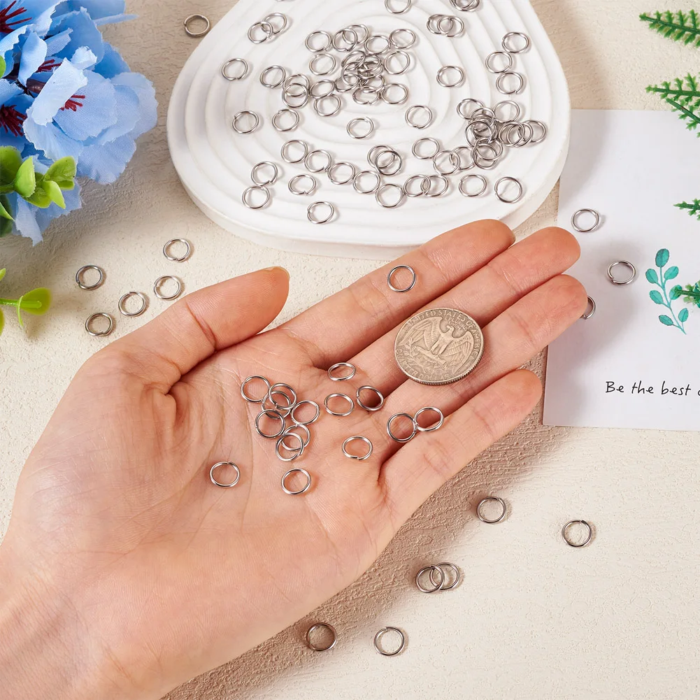 2000Pcs 304 Stainless Steel Jump Rings Open Jump Rings Stainless Steel Color for Making DIY Jewelry Necklace Bracetlet Earring