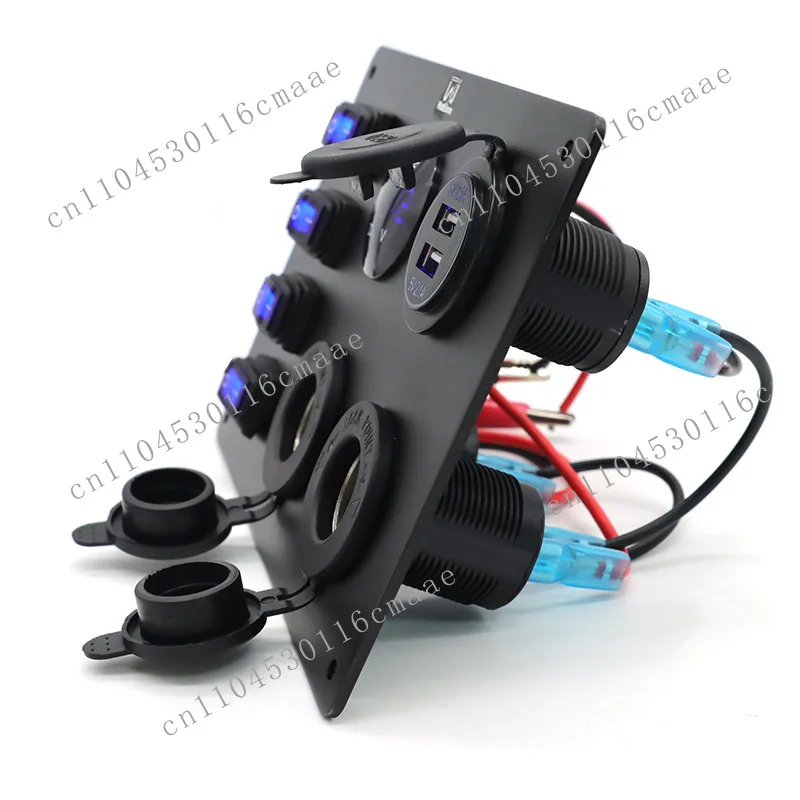 12-24V Modified Car Accessories 4 + 4 Waterproof Panel Small Switch Multi-function Combination with Charging USB Voltmeter