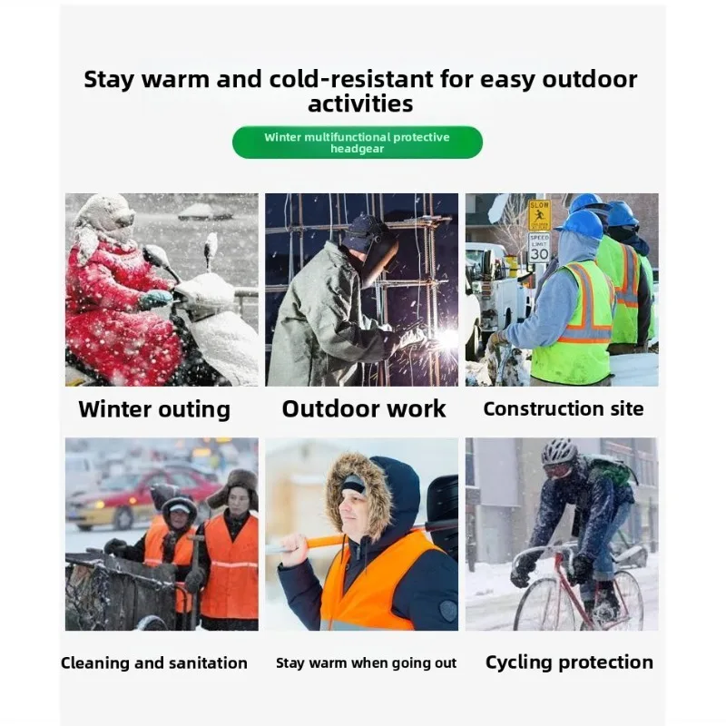 خوذة أمان شتوية بطانة حرارية مقاومة للبرد قبعة صلبة غطاء عازل للعمل في الهواء الطلق حماية ضد الرياح #6