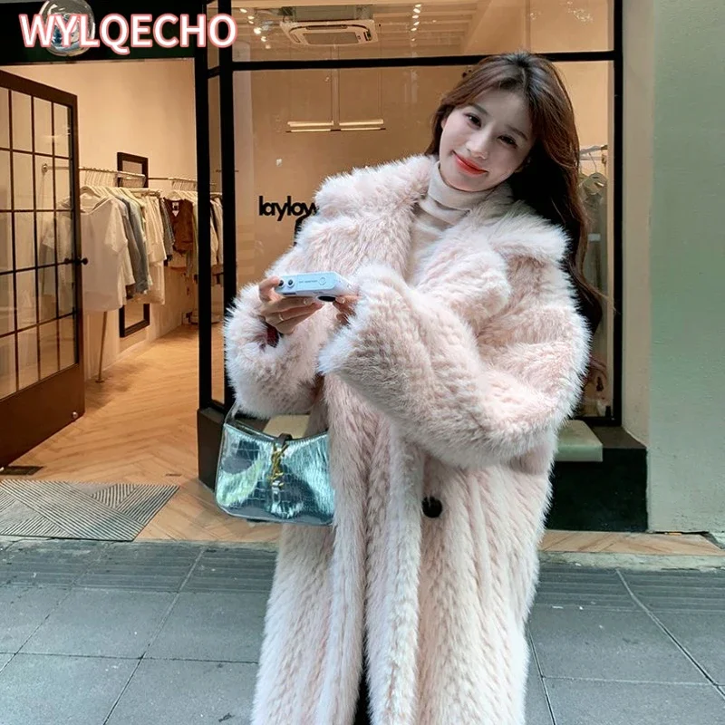 Thicken Warm Long Faux Fur Overcoats Winter Imitate Mink Plush Chaquetas High Quality Women Coats Luxury Elegant Furry Jackets