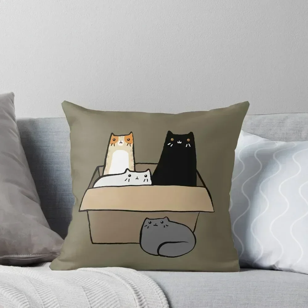 

Cats in a Box Throw Pillow luxury home accessories Ornamental Pillow Cushion Cover Set pillow