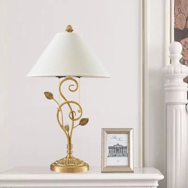 French retro living room light, musical note shaped desk lamp, all copper antique style countryside atmosphere light