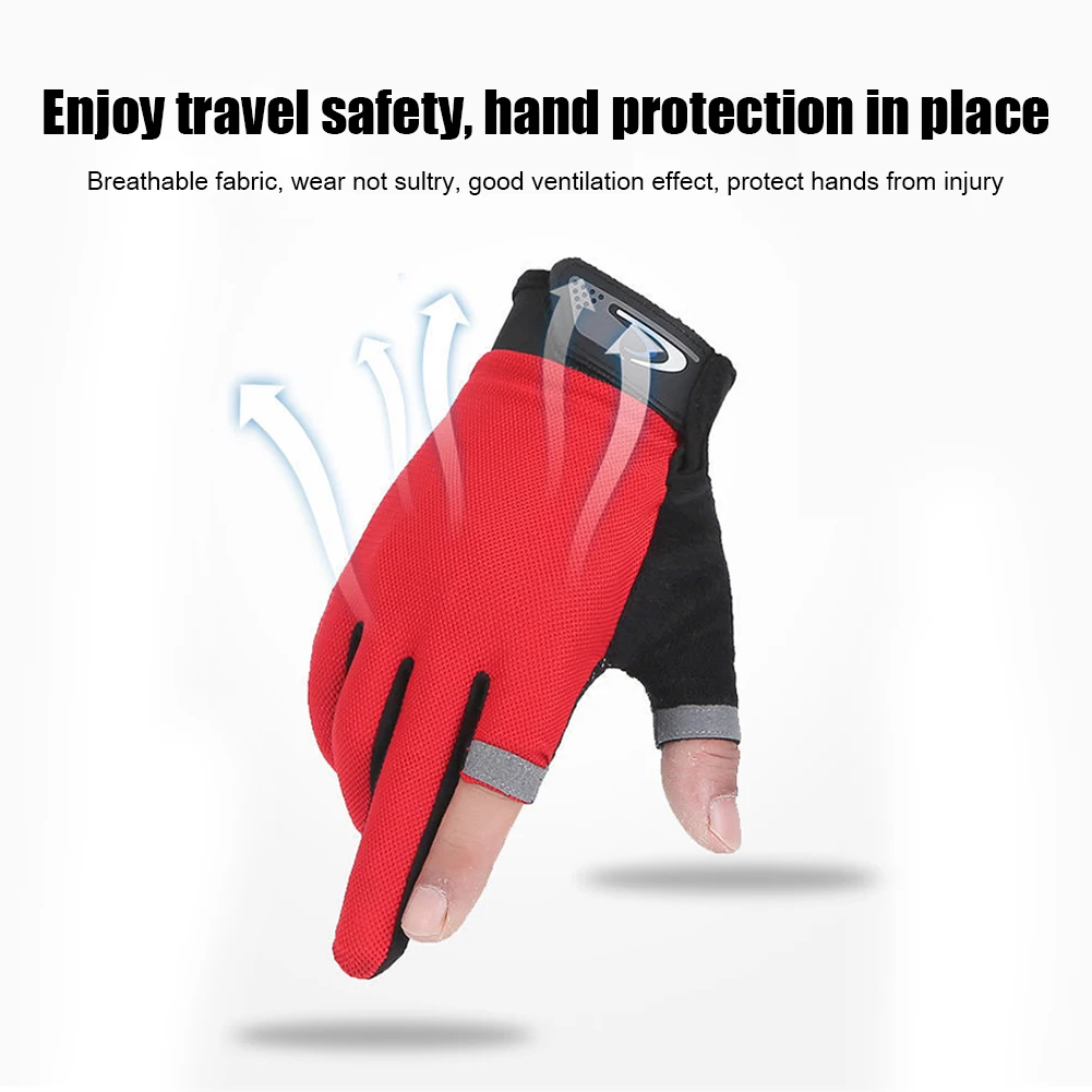 Summer Spring Fishing Gloves for Men Cycling Two Fingerless Anti-Slip Gloves Breathable for Angling Driving Bait Kneading Gloves