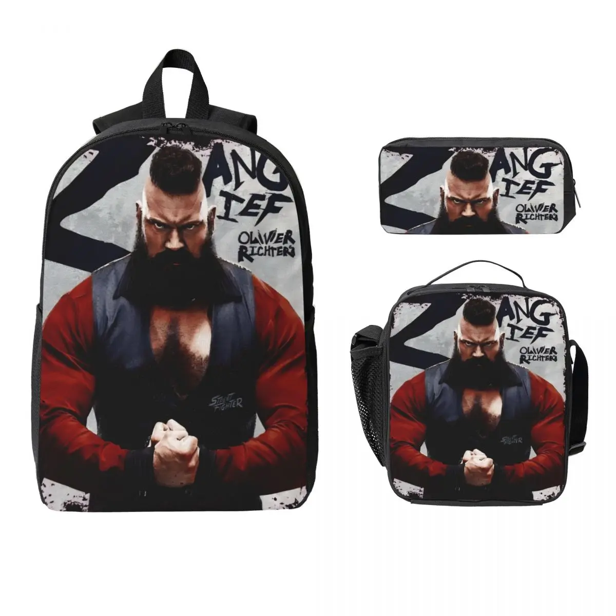 3Pcs Streets Fighters Movie 2026 Backpack Set for Boy Girl Pencil Boxes Bookbag Sets with Lunch Box For School Students Daypack