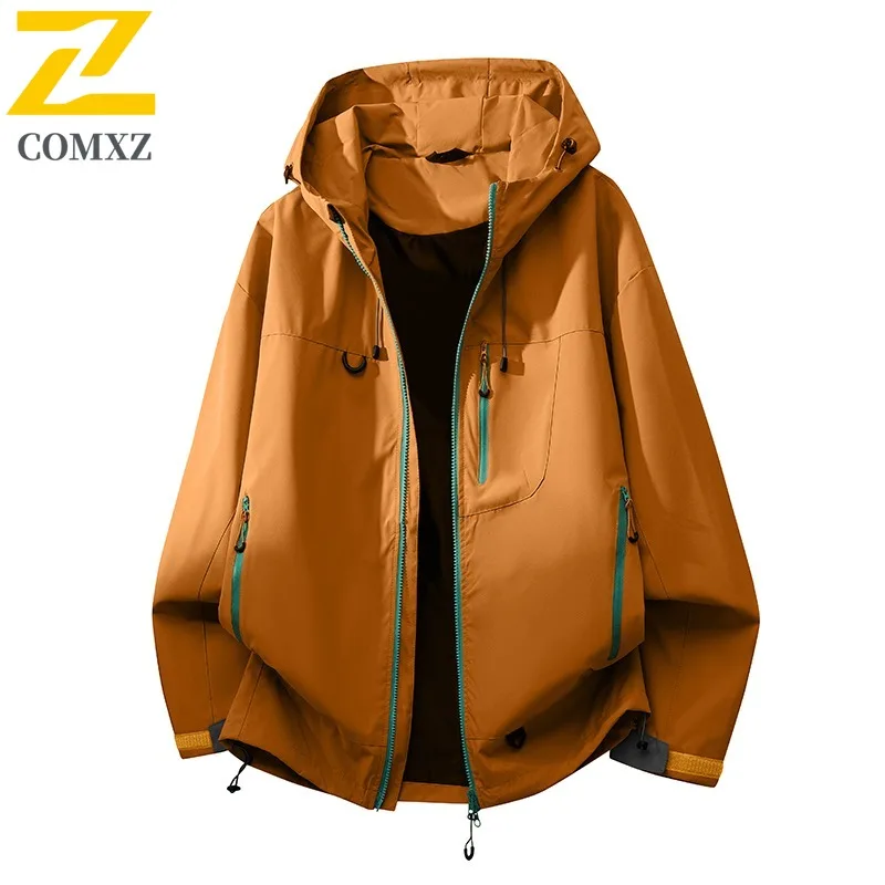 

COMXZ Men Jacket Techwear High Fashion Outdoor Adventure Fly Fishing Hooded Windbreaker Autumn Hunting Multi Pocket Jacket
