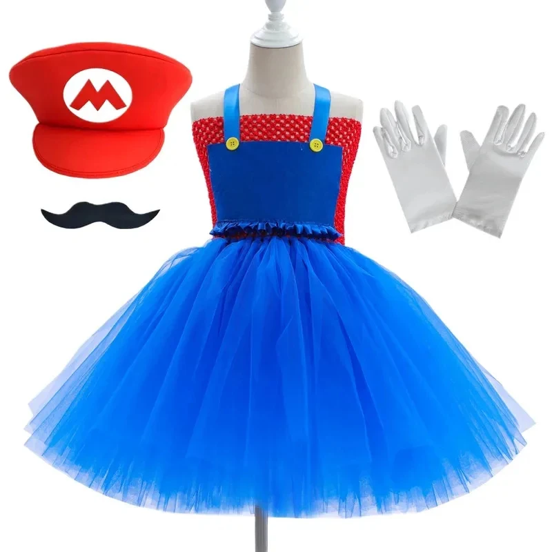 e,4;v'6\k/Marios Luigi Costume Anime Super Brothers Tutu Girls Fancy Dress Up Clothes Kids Halloween Carniv5;g'8.n/3\ view 2